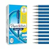 Paper Mate Flexgrip Ultra-Kugelschreiber mit Kappe | mittlere Spitze (1,0 mm) | blau stifte set | Schulsachen und bürobedarf | 12er-Box