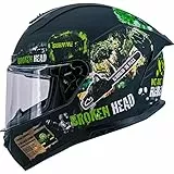 Broken Head Broken Resolution Green Motorradhelm - Integralhelm Schwarz-Grün (M (57-58 cm))
