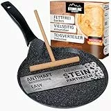 STONELINE Crepe Pfanne Induktion 25 cm, Omelettpfanne beschichtet mit echten Steinpartikeln, Pfannkuchen Pancake Pfanne Antihaft, Fettfrei Braten, Alle Herdarten, Grau