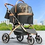 YITAHOME Hundewagen für Hunde, Hundebuggy Hunde, Hunde Buggy, Katzenwagen, Hundewagen 3 in 1 Hundebuggy Bis 20kg, Klappbar, Faltbar Hund Kinderwagen, 80 * 59 * 101cm (Schwarz)