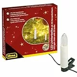 Idena 38192 - LED Kerzen Lichterkette mit 30 LEDs in Warmweiß, elfenbeinfarbene Kerzen mit Befestigungs-Klemmen, ca. 16 m, Deko für Innen, Weihnachtsdeko und Beleuchtung für den Weihnachtsbaum