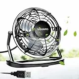 VGUARD USB Ventilator Mini Tischventilator 360° Drehung Neigbar Fan Super Leisem Kraftvoll Tragbarer Lüfter mit An/Ausschalter für PC MAC Notebook, Büro zu Hause Schule - 4 Zoll Schwarz