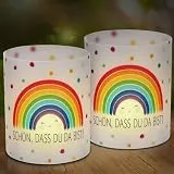 12 Windlicht Regenbogen, Windlichter Tischdeko Geburtstag, Windlicht Schön DASS Du Da Bist, Regenbogen Deko Kindergeburtstag, Geeignet für Teelichter oder Kerzen
