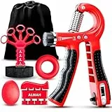 ALMAH Handtrainer Fingertrainer 5-Pack, Unterarmtrainer Griffkraft Trainer Set, Verstellbarer Grip Trainer, Finger Trainingsgerät, Fingerstrecker, Trainingsring und Stressabbau-Griffkugel