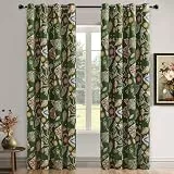 XiDi Moosgrüne Retro-Pflanzen-Verdunkelungsgardinen 214cm Allrounder 2 Panels Botanikmuster Thermoisolierung Ösenbefestigung Luxury Cottagecore für Schlafzimmer/Wohnzimmer FloB Moss Green52/84
