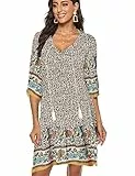 BDTECAOR Blumen Badeanzug Cover ups für Frauen Boho Casual Bademode Strand Sommerkleid Aprikose L