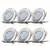B.K.Licht - 6er Set LED Einbaustrahler 230V schwenkbar, warmweiße Lichtfarbe, Lochmass 68mm, flach, LED Spot, Deckenspots, Spots, Einbauleuchten, Einbauspots, 82x30 mm, Matt-Nickel