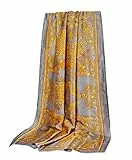 GLORIS Damen schal fein seidig groß 180 x 90 cm Grau mit antic Wappen Prints. Halstuch Tuch für Frauen. Kopftuch Halstuch Schal. Seidenschal Elegante