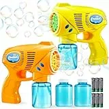 JOYIN 2 Seifenblasenpistole für Kinder mit Seifenblasenflüssigkeit (2 * 130 ml), seifenblasenmaschine für Party, Seifenblasen Pistole für Halloween, Indoor Outdoor Aktivitäten, Ostern(gelb+orange)