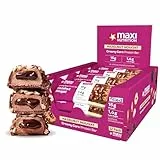 MaxiNutrition Creamy Core Bar Haselnuss-Nougat, 12x45g Filled-Protein-Riegel, 32% Eiweißgehalt 14g je Riegel, low Sugar (1,5g), ohne Zuckerzusatz, ohne künstliche Aromen, Born & Developed in Germany