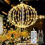 Artrastar Weihnachtsbeleuchtung Außen 30cm 124 LED Kugel Mit Timer Fernbedienung 8 Modi IP44 Lichterkugel Für Garten Balkon Terrasse Party Warmweiß 1 Stück Groß Kugel