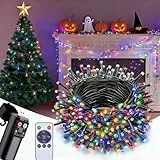 Lichterkette Außen Weihnachten Batterie, 10M 100 LED Bunt Lichterkette mit USB/Fernbedienung/8 Moden/Timer, IP44 Wasserdicht Weihnachtsdeko für Weihnachten, Schlafzimmer, Party, Hochzeit, Garten