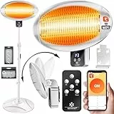 KESSER® Infrarot Heizstrahler 2000W Terrassenstrahler mit WIFI & Fernbedienung 360° drehbar, höhenverstellbar, Stand- & Wandmontage Kippschutz, IPX4 spritzwassergeschützt Wärmestrahler Balkon & Garten