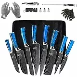 FULLHI Messer Set, 14pcs japanisches Messer Set, Mehrfarbige Premium deutsche Edelstahl Küchenmesser Set