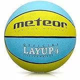 Meteor Basketball für den Innen- und Außenbereich, raue Oberfläche, Asphalt, Granulat, Unisex, Farbe für Kinder, Jugend, weich und Bouncy, Größe 4, ideal für Training/weicher Basketball