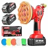 2025 Poliermaschine Auto Akku, 2x4000mAh Batterie (Bis zu 6000 U/min) Poliermaschine Auto, 6'' Autopolierer, 8 mm Exzenter-Poliermaschine für Auto-und Bootspflege, Polieren Wachsen Auto Detaillierung