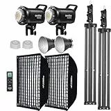 Godox SL60II-D LED Video Light Kit 2Pack Continuous Light Set, Square Grid Softbox,Light Stand, Remote Control & Honeycomb Grid for Studio Video Recording, Filming, Podcast (2PCS)