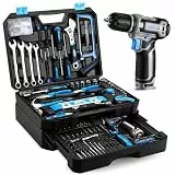 238-tlg Werkzeugkoffer Gefüllt: DEKO Werkzeugset mit 12V Akkubohrer,Schubladen-Werkzeugkasten (einfach Zugriff),für Männer/Frauen – Hausreparaturen, Fahrzeugwartung,Heimwerken