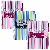 Pukka Pad Projektbuch Spiralbindung Kunststoff liniert 5 Trennblätter 250 Seiten 80 g/m² A4 3 Stück farblich sortiert