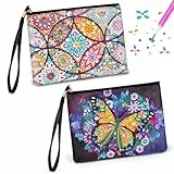 Basteln Mädchen 7 8 9 10 11 Jahre, Geschenke Mädchen 6-12 Jahre, Diamond Painting Kinder Geburtstagsgeschenk 5-10 Jahren, Kreatives 2 Stücke Bastelset Kleine Kosmetiktasche für Kinder Erwachsener