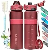 CodiCile Trinkflasche, BPA-frei, 1 Liter Trinkflasche Sport Auslaufsichere, Große Wasserflasche 1L Ideal für Fitnessstudio, Schule, Büro und Reisen (Rot)