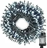 iShabao 20m Lichterkette Weihnachtsbaum, 200 LED Lichterkette Außen Strom Kaltweiß, Wasserdicht Lichterkette Außen Weihnachten mit Timer, Weihnachtsbeleuchtung für Tannenbaum Garten Weihnachtsdeko