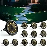 Hqynss 12 Stück Solar Bodenleuchten Aussen, 8 LED Solarleuchten Garten, Gartenbeleuchtung Solar IP65 Wasserdicht Lange Lebensdauer, Solarlampen für außen Garten Rasen Auffahrt Gehweg Patio, Warmweiß