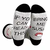 FGFD&OU Socken für Herren und Damen - Lustiges Geschenk Neuheit Baumwolle Unisex Mit Text 'If You Can Read This, Bring Me BACOG, POPCORN, TACOS, SUSHI, PIZZA, DONUTS' (Sushi)
