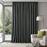 Deconovo Extra Breite Gardinen Wohnzimmer mit Kräuselband Blickdicht Vorhänge für Schiene Raumteiler Vorhang Verdunklungsvorhänge Kälteschutz, 245x300 cm(HöhexBreite), Dunkelgrau, 1 Stück