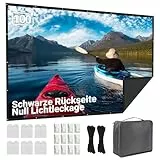 Beamer Leinwand 100 Zoll Outdoor: LEORFI Verbessert Schwarzer Hintergrund Schwarz undurchsichtig - Tragbare Projektionswand Indoor - Projektor Leinwand Faltbar Waschbar für Heimkino - mit Tragetasche