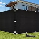 UIRWAY Sichtschutz Zaun 1,8m x 10m, Zaunblende Schattiernetz mit ösen 170 g/m² Blockade UV Schutz Windschutz HDPE Gewebe Netz mit Kabelbinder für Gartenzaun Gewächshaus (Schwarz)