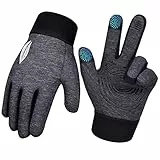 OKIDSO Kinder Winter Handschuhe fahrradHandschuhe Touchscreen - Dick wasserdicht Winddicht rutsch Sport Outdoor Handschuhe warm Fleece laufhandschuh Junge Mädch Geschenke Grau 6-8 Jahre