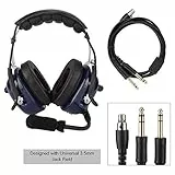 Vikye Headset für die allgemeine Luftfahrt, 3,5 mm verstellbares Doppelstecker-Headset zur Geräuschreduzierung für Pilotenkopfhörer, Flug-Headset für die allgemeine Luftfahrt