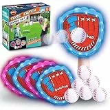 VATOS Wirft und Spielt Klettballspiel, 4 Fangscheiben und 6 Bälle, die Werfe bei Kleinen Spieizeugikern im Freien für mehr als 3, 4, 5, 6, 7 Jugendliche Einfangen für Partys Gärten Outdoor