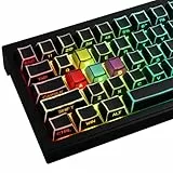 JakeTsai PBT Keycaps, 128 Tasten, Farbstoff-Sublimation, Kirschprofil-Tastenkappen, Seitlich Graviert, transparentes Tastenkappen-Set für Cherry MX-Schalter, ASIN/ISO-Layout, Mechanische Tastaturen
