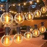 GPATIO Led Lichterkette Außen Strom Outdoor - 45M 150FT 75+2 G40 Glühbirnen Garten Beleuchtung Balkon Lichterketten Aussen IP45 Wasserdicht Pavillon String Lights für Garten Terrasse Party