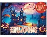 KARTENVERSAND24 Halloween Einladung Halloweenparty Einladungskarten Kinder Erwachsene Party Kinder-Geburtstag Gespenster Geist Hexe Karten Grusel Einladungen (Horror)