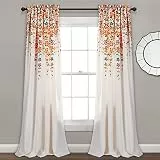 Lush Decor Weeping Flower Room Verdunklungsvorhang für Fenster, 132,1 x 213,4 cm + 5,1 cm Kopfleiste, Türkis und Mandarine, charmante, Moderne Blumenvorhänge für Wohnzimmer, Esszimmer und