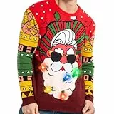 JOYIN Men's LED Light Up Christmas Holiday Ugly Sweater mit eingebauten Glühbirnen (Small, Red Santa)