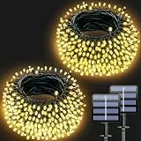 Electight 2 PACK 20M Solar Lichterkette, Aussen Wetterfest Solarlichterkette 8 Modi Outdoor Lichterkette für Garten, Hof, Terrasse, Hochzeit Dekorationen - Warmes Gelb 40M 400LEDs