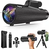 Sogries 15x55 Monokular Fernglas HD mit BAK4 Prisma & FMC Linse, Spritzwassergeschütztes Fernrohr inkl. Höhenverstellbarem 360° Stativ & Handyadapter für Vogelbeobachtung, Wandern & Reisen