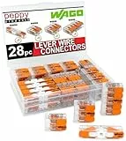 WAGO 221 Lever Nuts 28pc Compact Splicing Wire Connector Assortment with Case | Includes (8X) 221-2401, (8X) 221-412, (8X) 221-413, (4X) 221-415