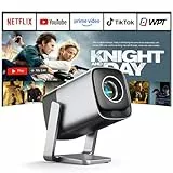 Smart Mini Beamer 4K kompatibel mit Netflix & Dolby Audio, XuanPad 28000 Lumen Beamer mit TOF Autofokus & Trapezkorrektur, WiFi6 & Bluetooth, 210° Heimkino/Outdoor Silver Projektor für Handy/PC