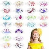 AYBUY URAQT Tattoo Schablone, 22 Blatt Oval Wiederverwendbare Gesichtsfarbe Schablonen, Tattoo Design Werkzeuge für Gesicht und Körper, für Erwachsene, Party, Karneval, Weihnachten Halloween