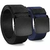 Chalier 2er Herren Gürtel Ohne Löcher Nylon Canvas Arbeitsgürtel Stufenlos Verstellbarer Stoffgürtel, Geeignet für jeden Anlass,Geschenke für Männer,Blau & Schwarz