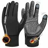 PULIOU Handschuhe Herren Damen Winter Warme Fahrradhandschuhe Winterhandschuhe Fahrrad Handschuhe Sporthandschuhe Laufhandschuhe Touchscreen Winddichte rutschfest Elastisch,Schwarz L