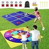2-in-1 Outdoor Riesen Tic Tac Toe & Beanbag-Wurfspiel für Kinder und Erwachsene, 1,4 m (4,5 Fuß) großes beidseitig bespielbares Garten- und Strandspiel für Picknick, Camping, Geburtstage & Feste