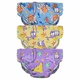 Bambino Mio, Wiederverwendbare Schwimmwindel, 3er-Pack waschbare Stoff-Schwimmwindeln (1-2 Jahre) für Babys und Kleinkinder, Jungen und Mädchen, Strand Freunde