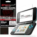 TECHGEAR [3 Stück Displayschutz für Nintendo 2DS XL (Oben und unten) - Ultra Klare Schutzfolie für Nintendo 2DS XL - mit Reinigungstuch + Applikationskarte
