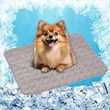 LONGCAO Kühlmatte für Hunde, Kühlmatte 40 x 30 cm Grs Zertifiziert, Ungiftiges Festes Gel, Selbstkühlende Matte Katze Hund Kühldecke für Drinnen, Draußen Und Auto, Braun